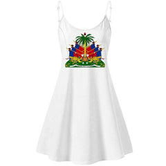 Haiti Flag Print Women Beach One Piece