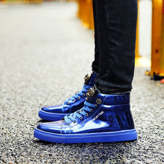 Mens Sneakers Big Size Shiny Metal