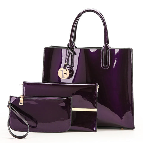 Luxury Patent Leather Handbags Vintage Female