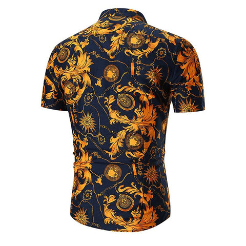Mens Hawaiian Short Shirt Male Casual