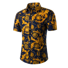 Mens Hawaiian Short Shirt Male Casual