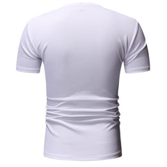Mens White V Neck Short Sleeve T Shirt Men African