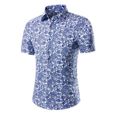 Mens Hawaiian Short Shirt Male Casual