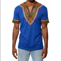 White Slim Fit Short Sleeve African Dress T Shirt Men