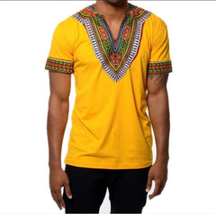 White Slim Fit Short Sleeve African Dress T Shirt Men