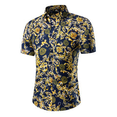 Mens Hawaiian Short Shirt Male Casual
