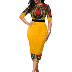 Hot Ladies Fashion Half Sleeve Dress Women Elegant