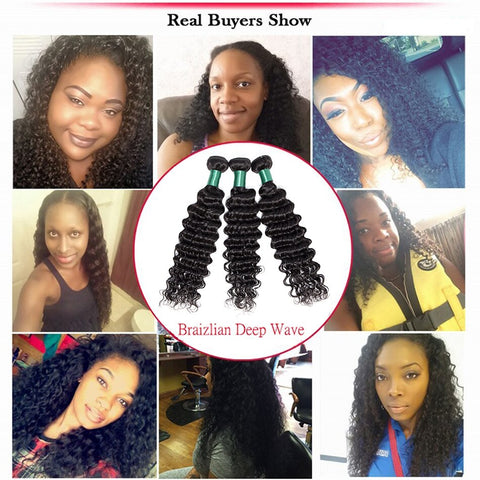 Human Hair Bundles Deep Wave Hair Bundles