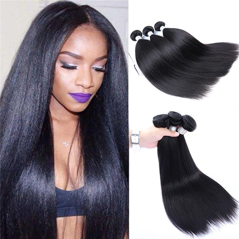 Human Hair Brazilian Hair Weave Bundles With Closure