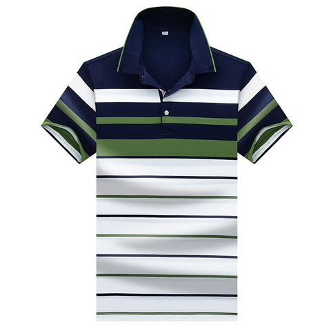 Men Classic Striped Polo Shirt Cotton