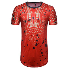 Mens Hipster African Dashiki Print Longline