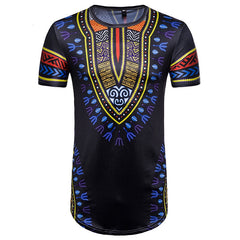 Mens Hipster African Dashiki Print Longline