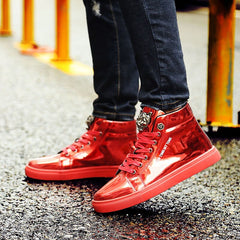 Mens Sneakers Big Size Shiny Metal