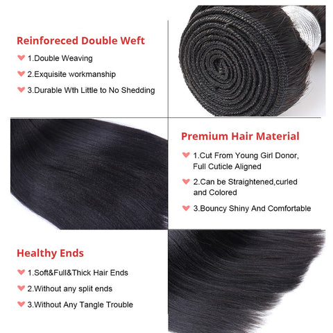 Human Hair Brazilian Hair Weave Bundles With Closure