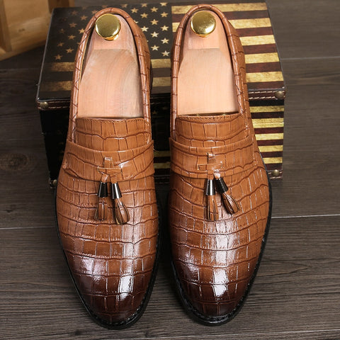Men's Crocodile pattern Dress Leather