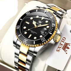 Men Quartz Watch Green Waterproof Watch for Men Stainless Steel.