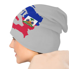 Haiti Map Flag Bonnet Femme Hip Hop Knitted Hat For Men Women
