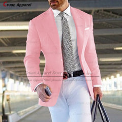 (One Blazer) Formal Pink Suit Blazers for Men
