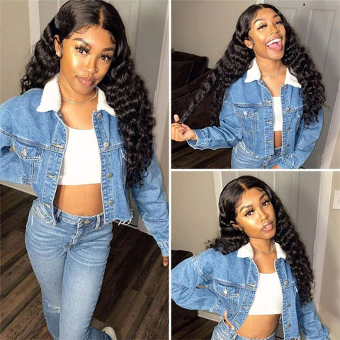 Lace Frontal Wig 18-32inch Deep Wave Closure Wig Brazilian