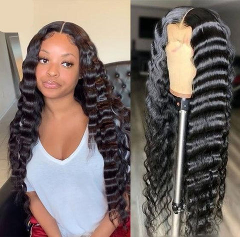 Lace Frontal Wig 18-32inch Deep Wave Closure Wig Brazilian